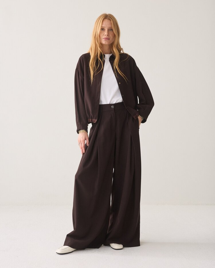 Summum Woman Blouse viscose twill dark chocolate Summum Woman