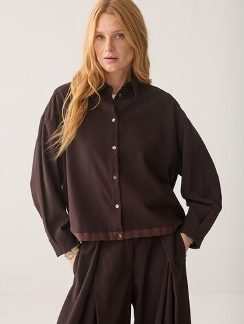 Summum Woman Blouse viscose twill dark chocolate
