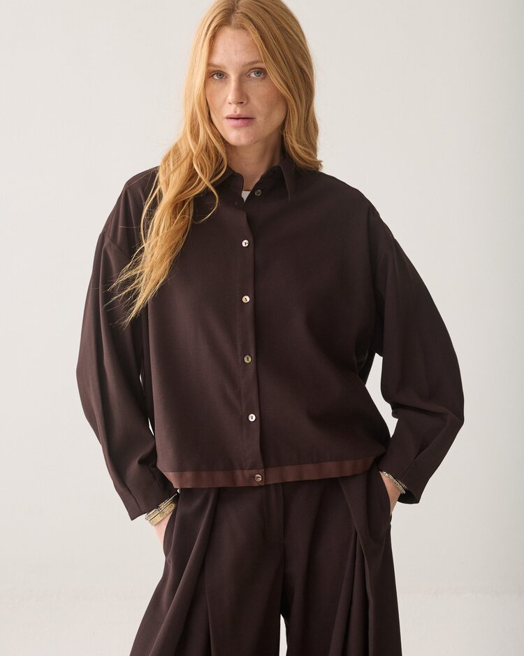 Summum Woman Blouse viscose twill dark chocolate Summum Woman