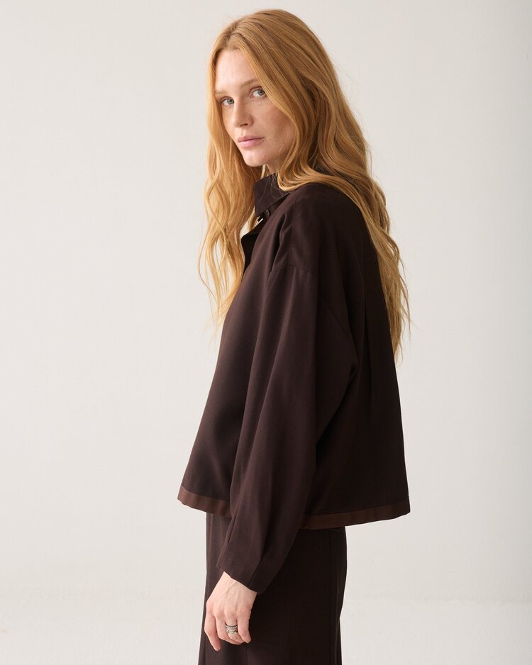 Summum Woman Blouse viscose twill dark chocolate Summum Woman