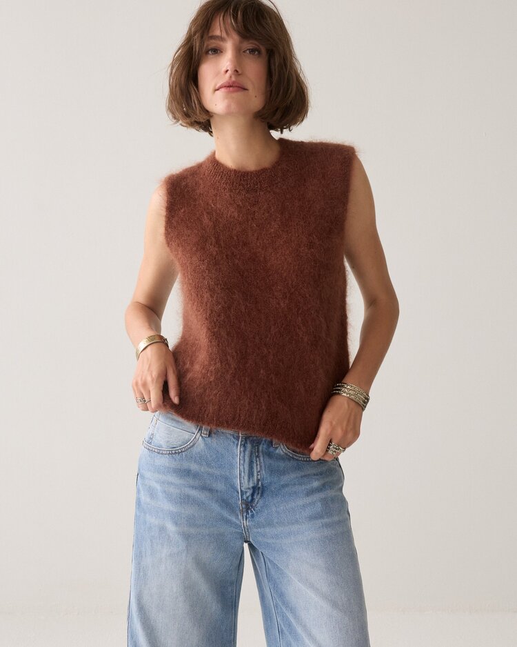 Summum Woman Spencer kid mohair knit toffee Summum Woman