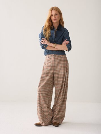 Summum Woman Trousers check goji berry