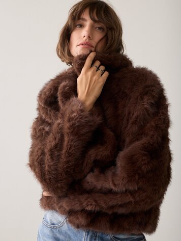 Summum Woman Jacket soft faux fur dark chocolate
