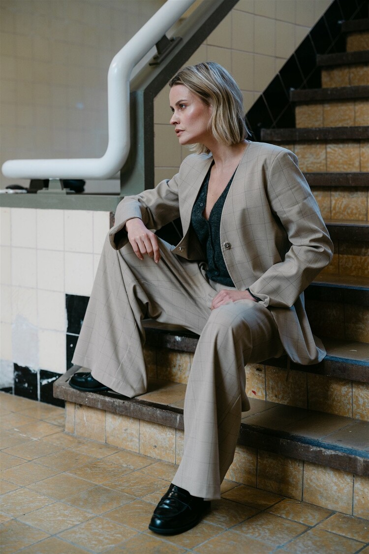Aímée the label NykW6 trousers sand check Aimee the Label