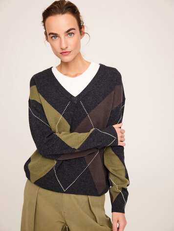 JcSophie Philippa sweater grey/olive argyle
