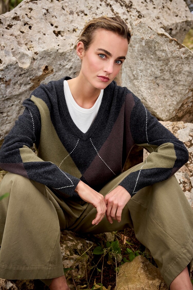 JcSophie Philippa sweater grey/olive argyle JcSophie