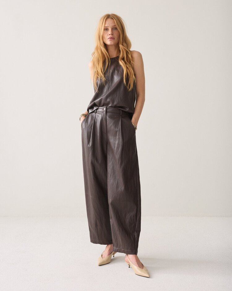 Summum Woman Balloon trouser soft faux leather dark chocolate Summum Woman