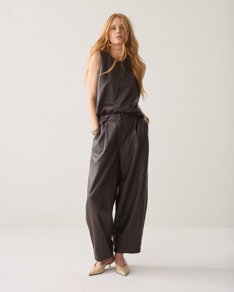 Summum Woman Balloon trouser soft faux leather dark chocolate Summum Woman