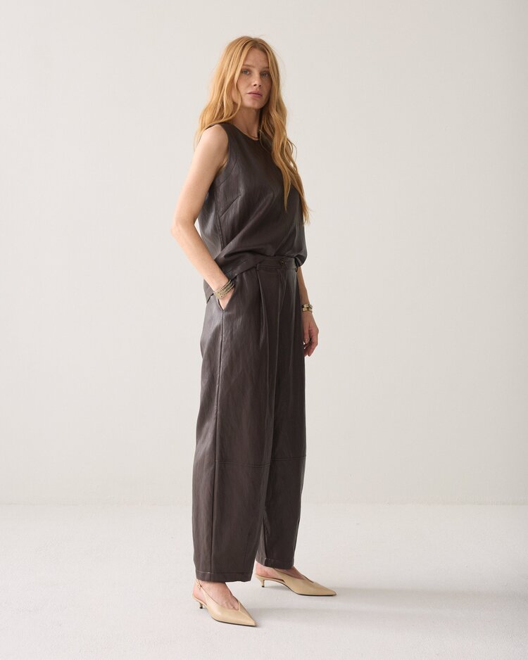 Summum Woman Balloon trouser soft faux leather dark chocolate Summum Woman