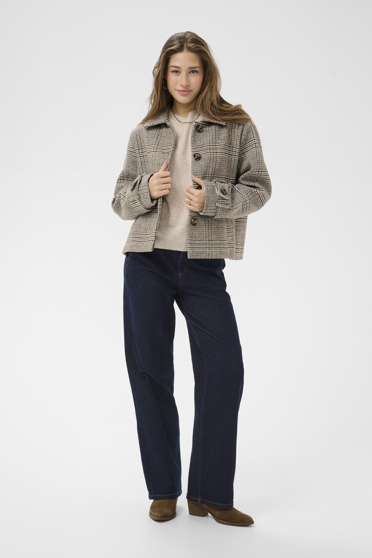 Cream CRGeorg short coat grey check Cream