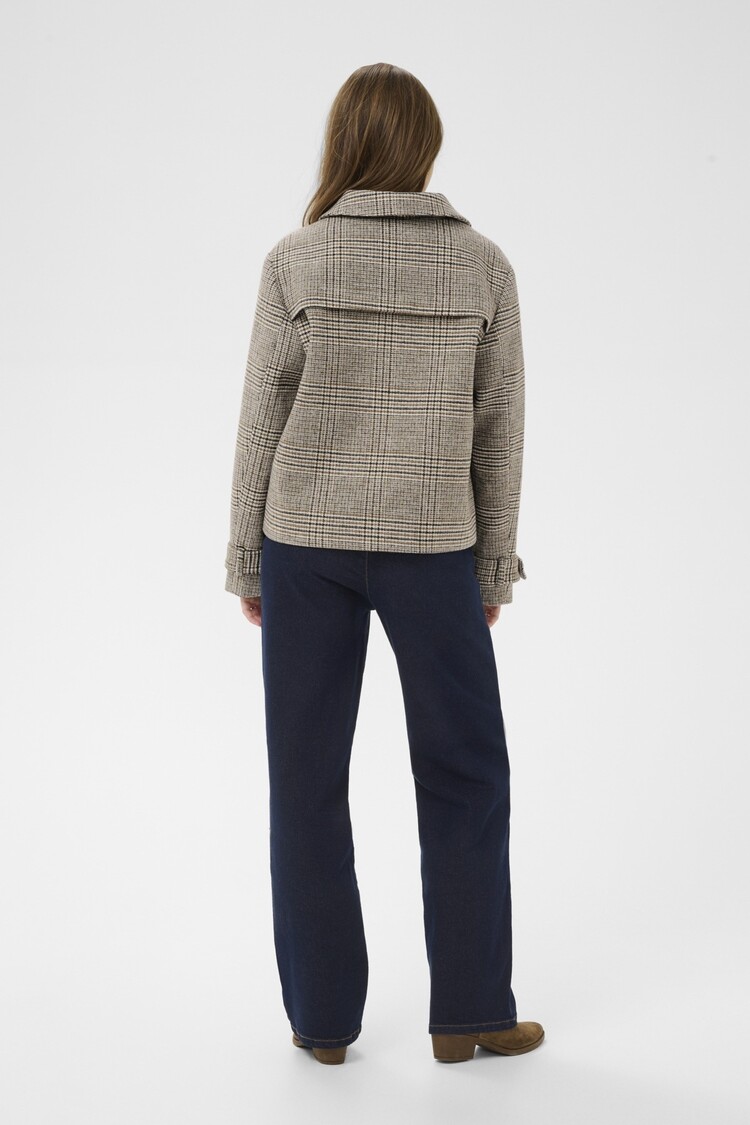Cream CRGeorg short coat grey check Cream