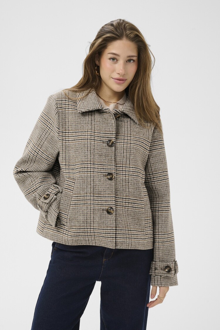 Cream CRGeorg short coat grey check Cream