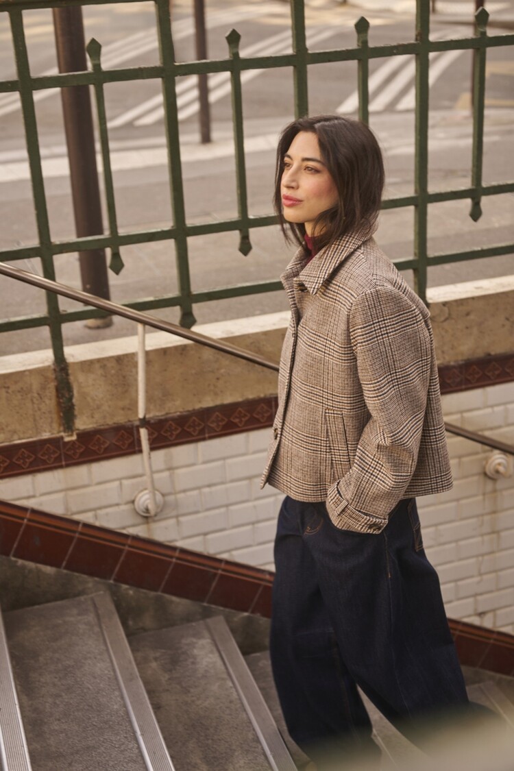 Cream CRGeorg short coat grey check Cream