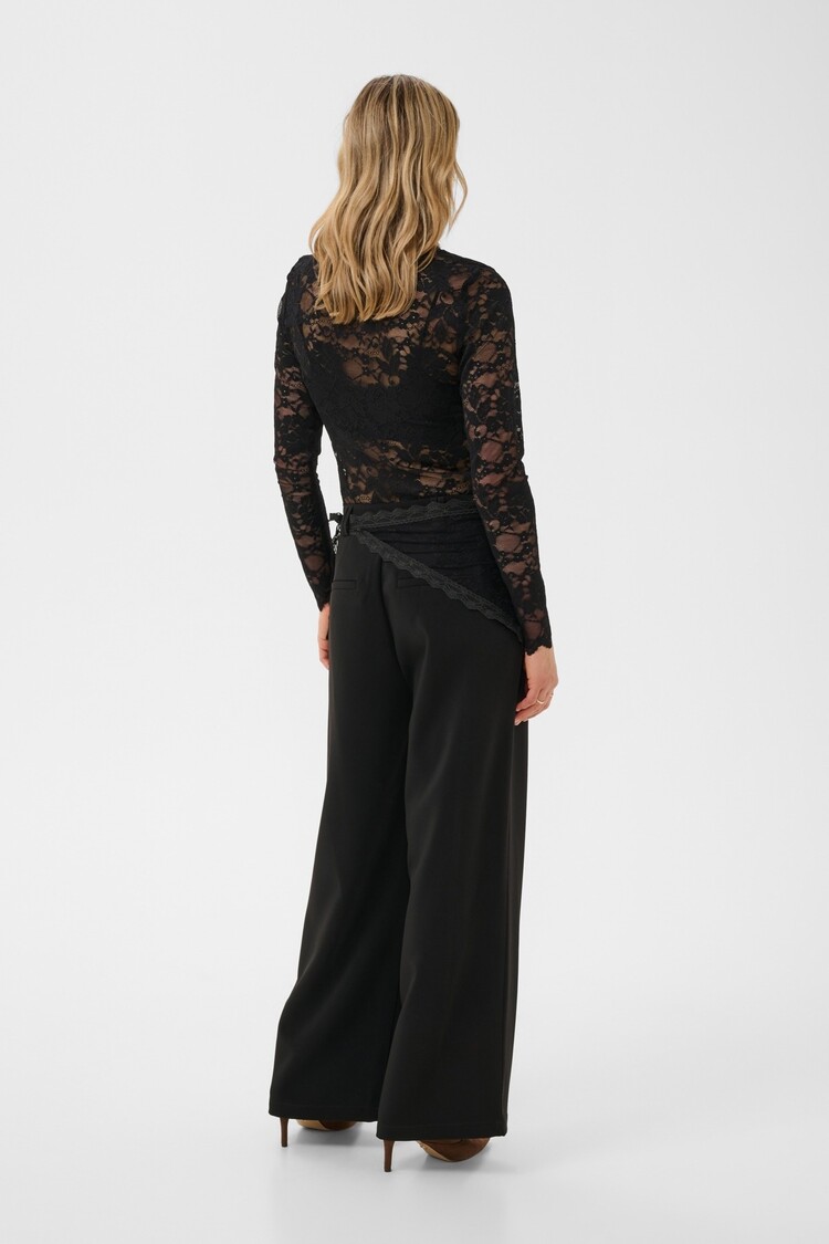 Cream CRBine lace belt pant pitch black Cream