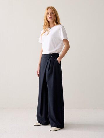 Summum Woman Trousers pinstripe small midnight blue