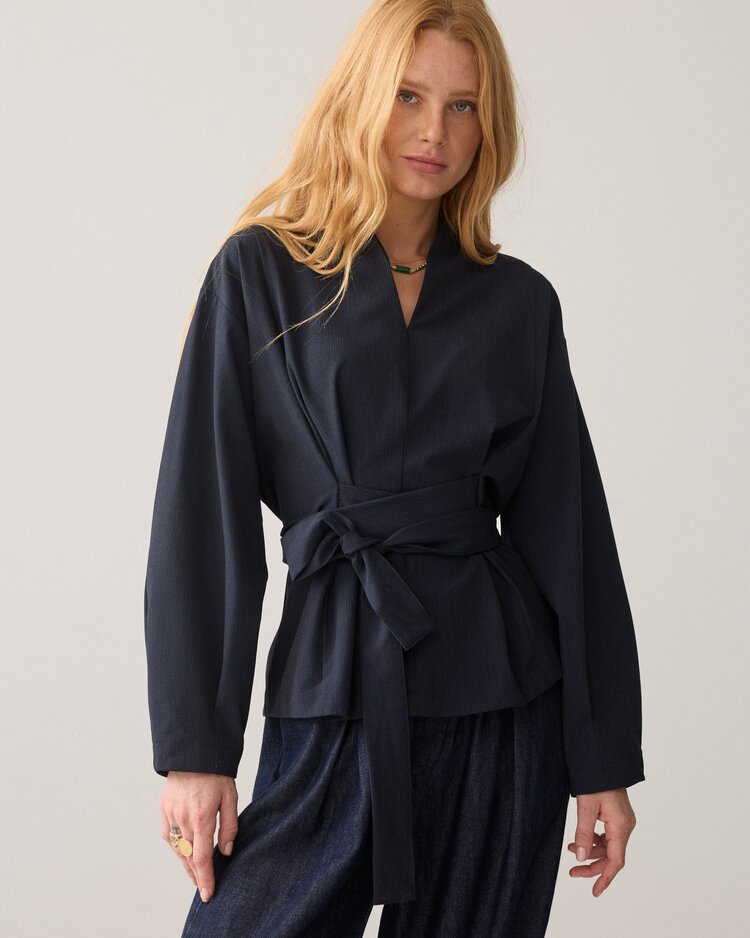 Summum Woman Top pinstripe small midnight blue Summum Woman