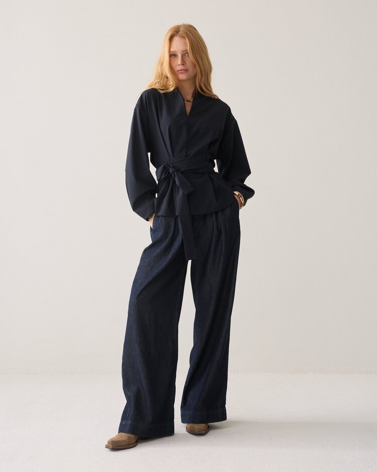 Summum Woman Top pinstripe small midnight blue Summum Woman