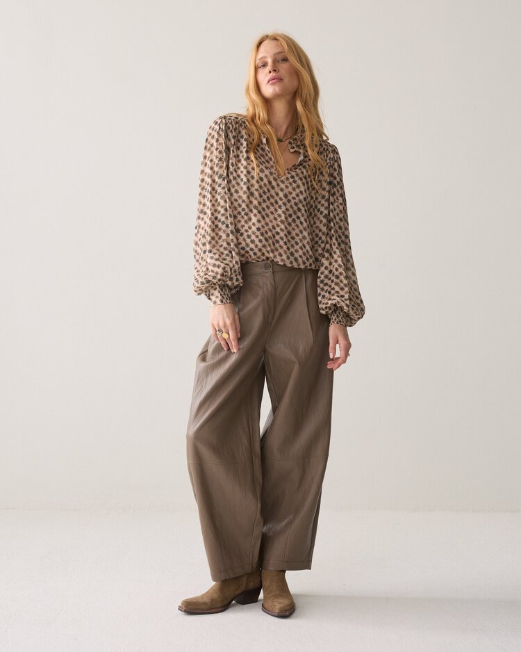 Summum Woman Balloon trousers soft faux leather light taupe Summum Woman