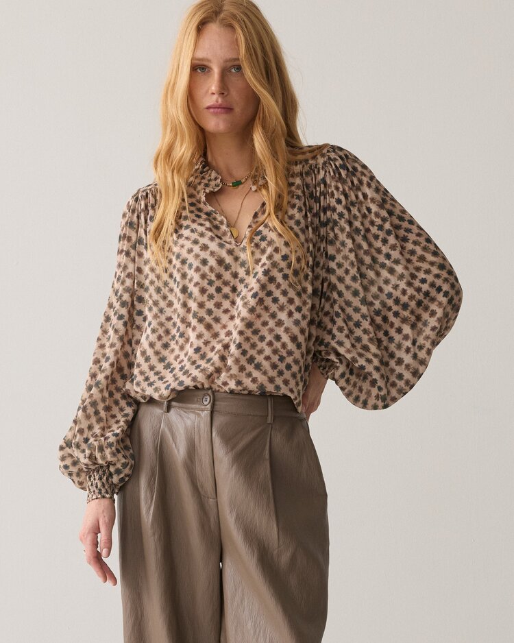 Summum Woman Balloon trousers soft faux leather light taupe Summum Woman