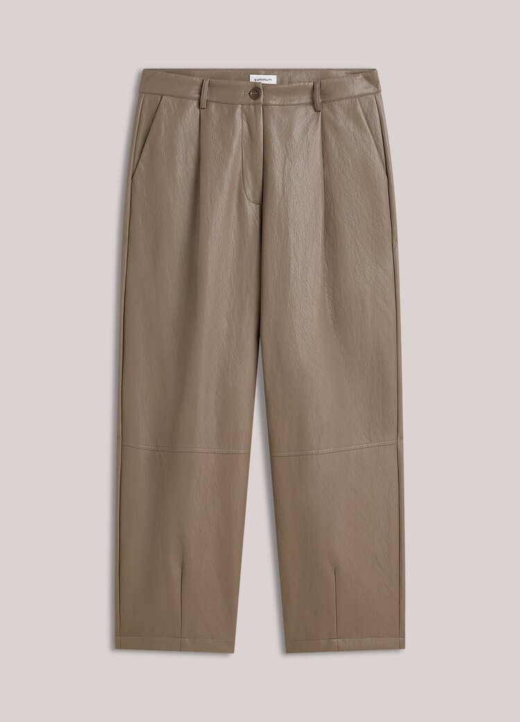 Summum Woman Balloon trousers soft faux leather light taupe Summum Woman