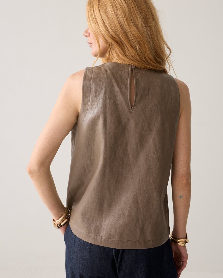 Summum Woman Top soft faux leather light taupe Summum Woman