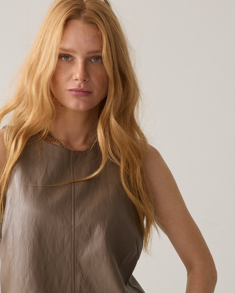 Summum Woman Top soft faux leather light taupe Summum Woman