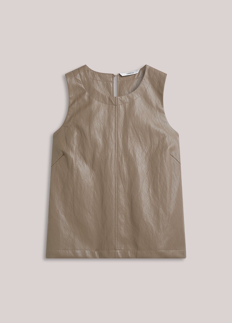 Summum Woman Top soft faux leather light taupe Summum Woman