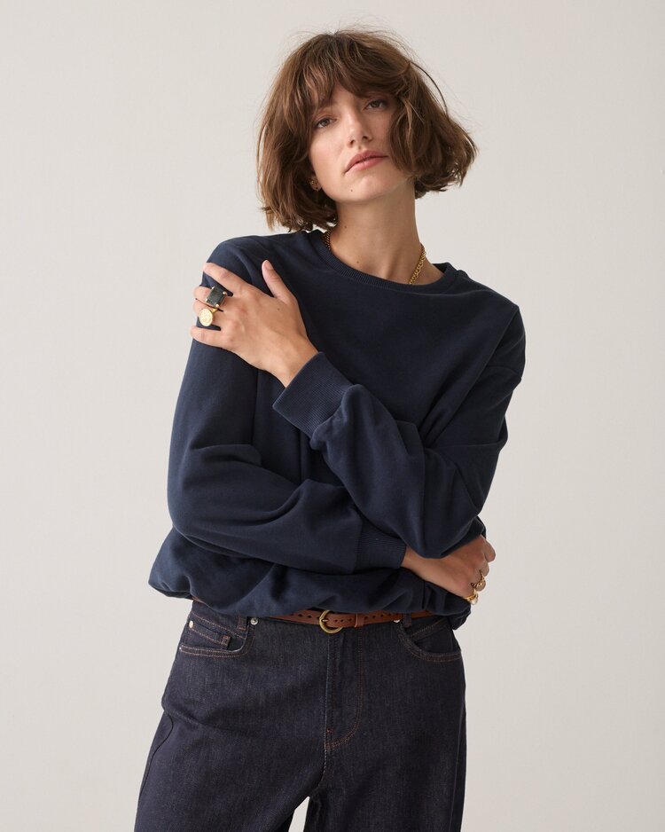 Summum Woman Balloon sweater peached terry midnight blue Summum Woman