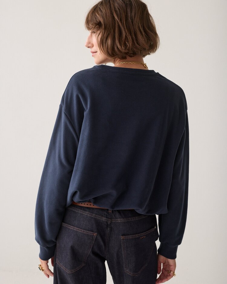Summum Woman Balloon sweater peached terry midnight blue Summum Woman
