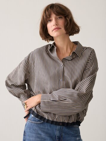 Summum Woman Blouse boxy two tone midnight blue