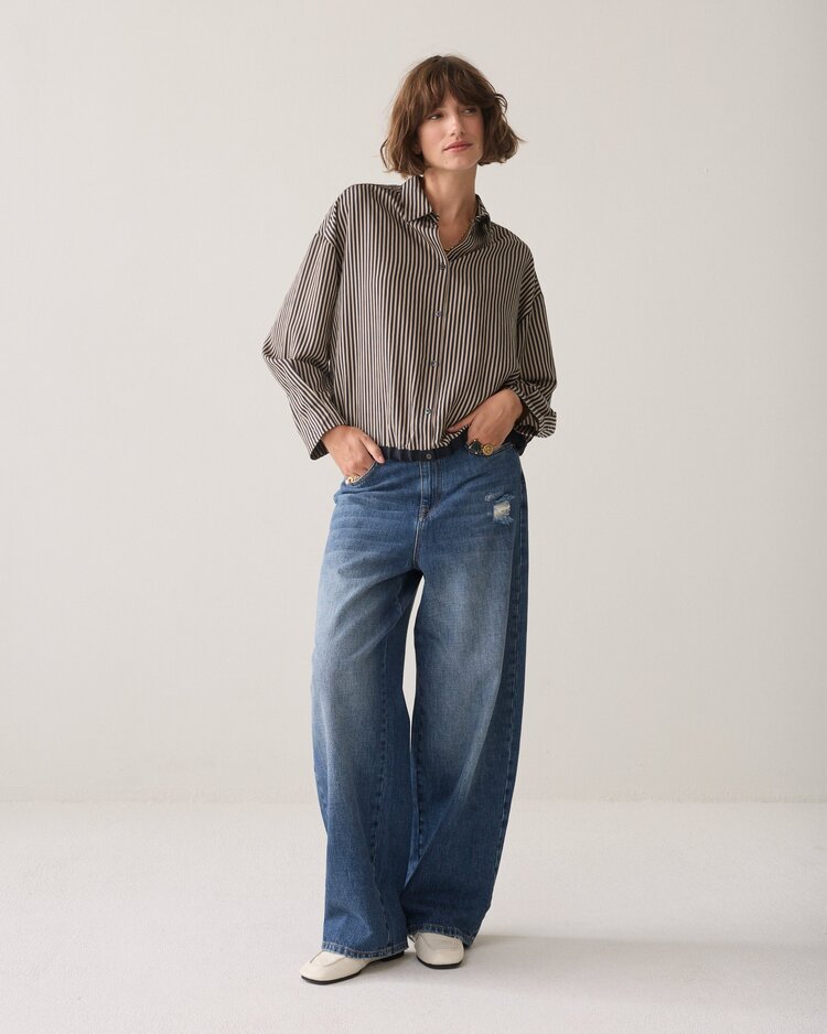 Summum Woman Blouse boxy two tone midnight blue Summum Woman