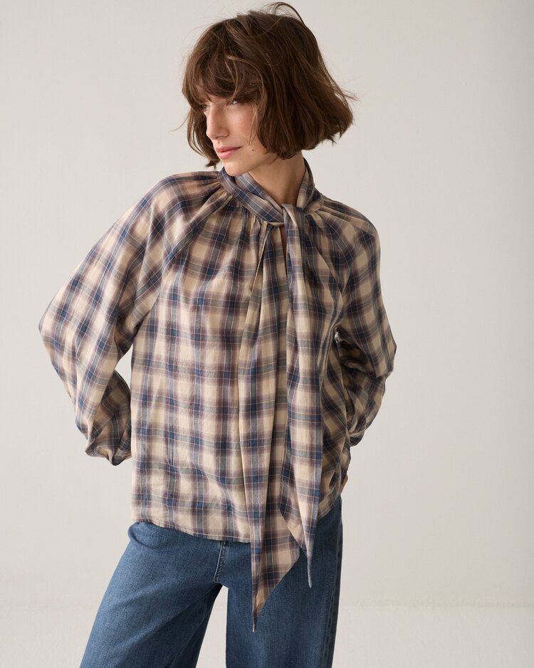 Summum Woman Top blue check midnight blue Summum Woman