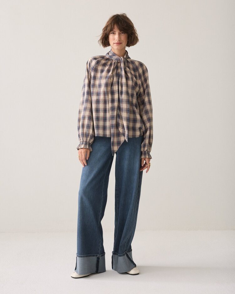 Summum Woman Top blue check midnight blue Summum Woman