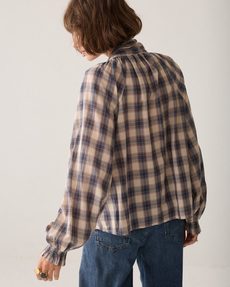 Summum Woman Top blue check midnight blue Summum Woman