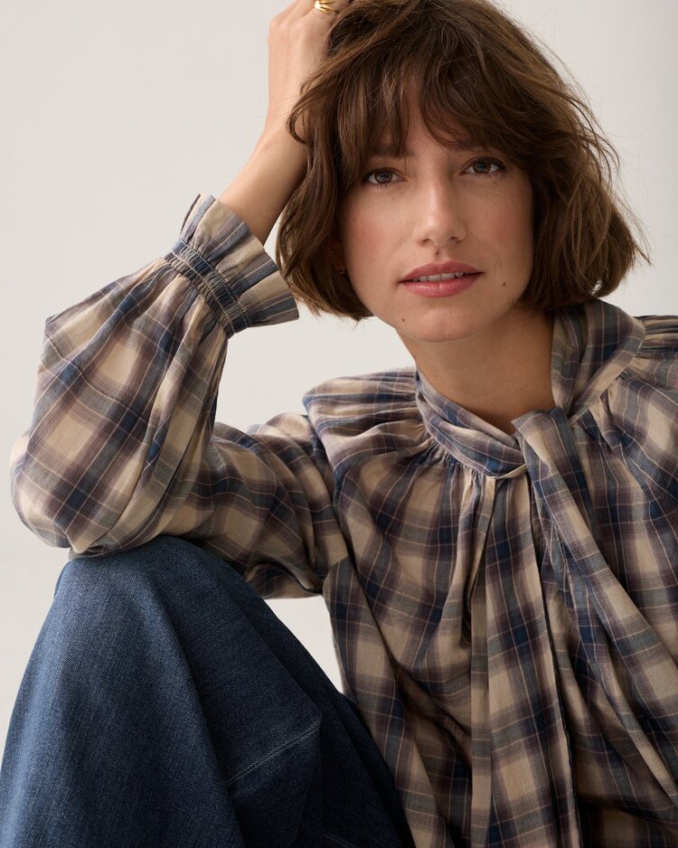 Summum Woman Top blue check midnight blue Summum Woman