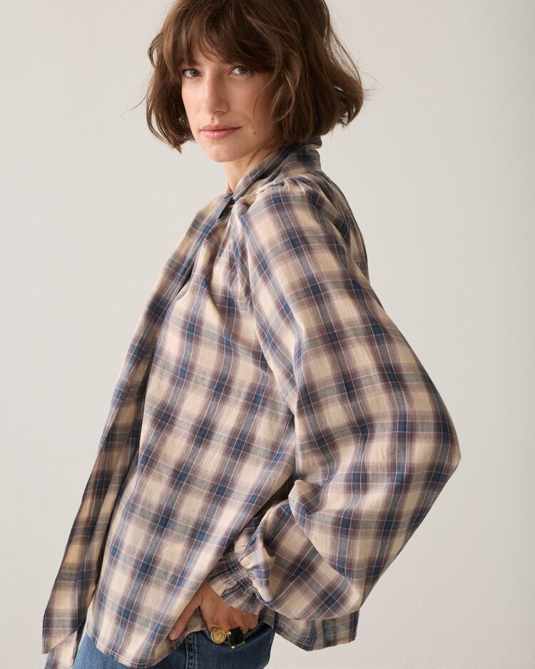 Summum Woman Top blue check midnight blue Summum Woman