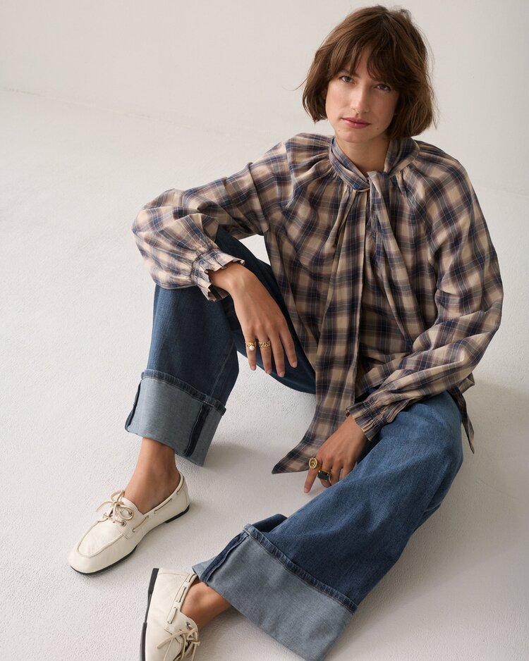 Summum Woman Top blue check midnight blue Summum Woman