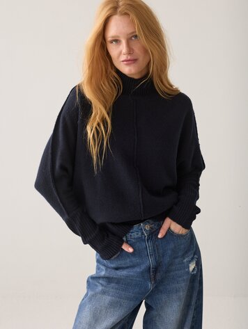 Summum Woman Batwing sweater melange midnight blue