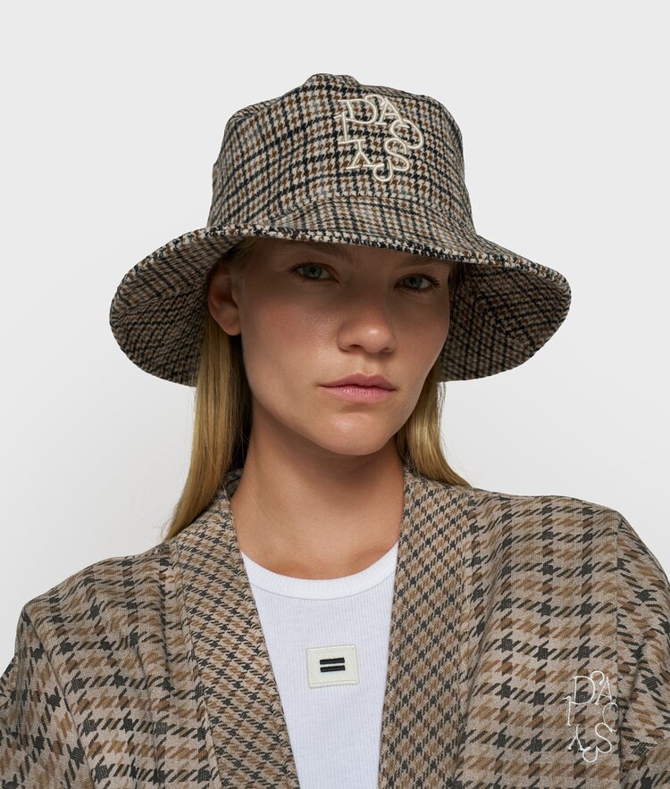 10DAYS Wool blend check hat champagne 10Days