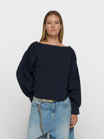 10DAYS Boatneck blouse poplin night sky