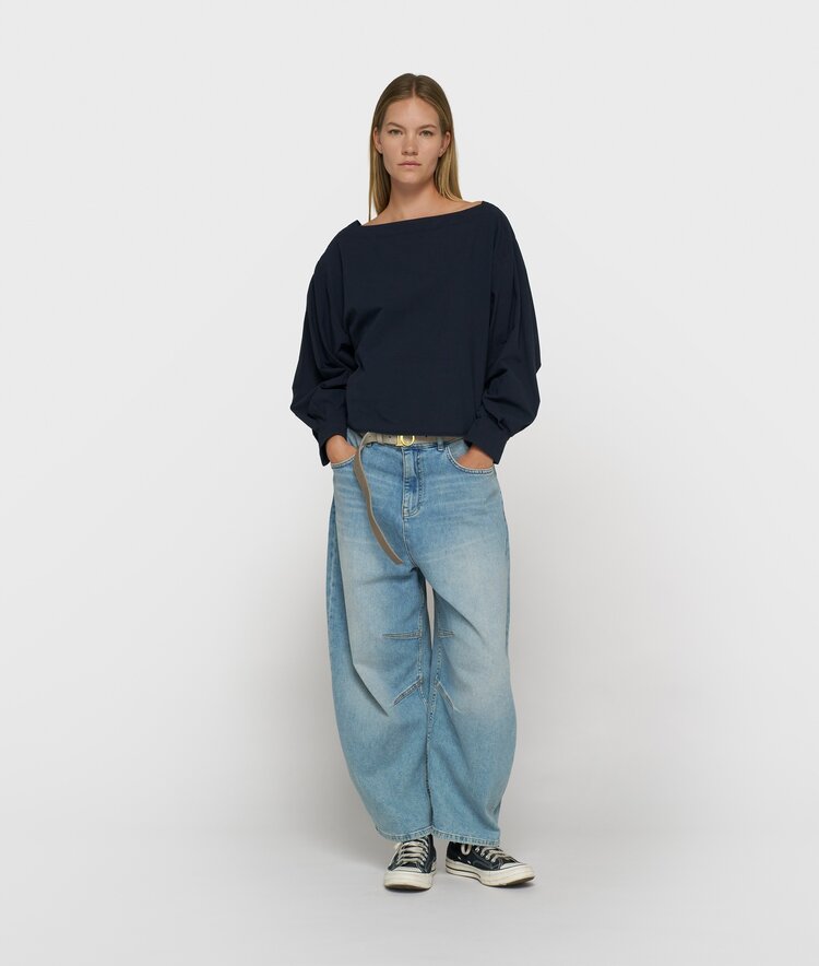 10DAYS Boatneck blouse poplin night sky 10Days