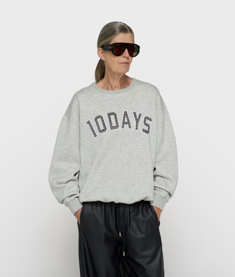 10DAYS Statement sweater logo light grey melee 10Days