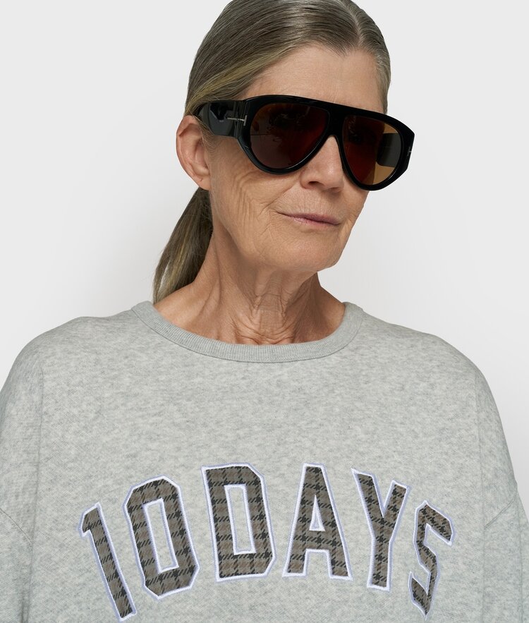 10DAYS Statement sweater logo light grey melee 10Days
