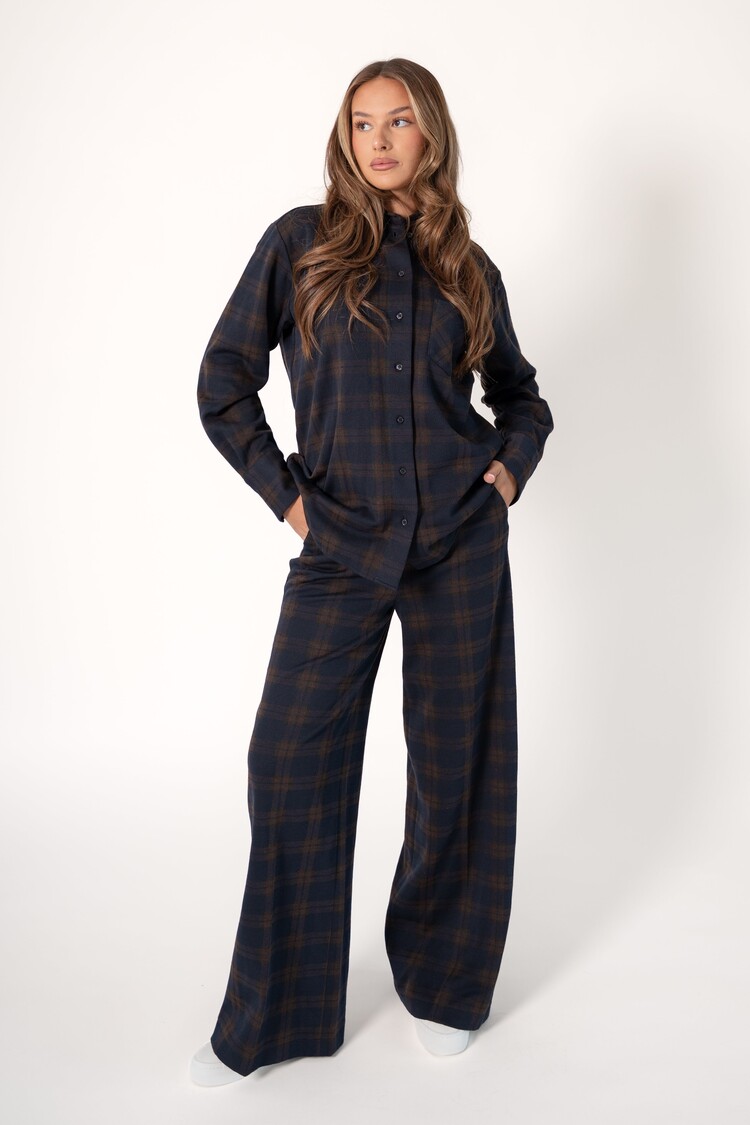 Corel Amsterdam Lior pants wide leg big check brown Corel