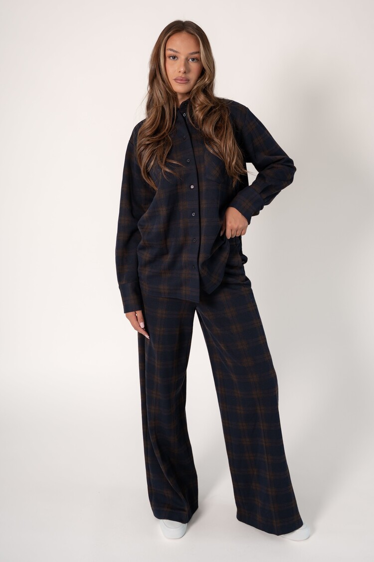 Corel Amsterdam Lior pants wide leg big check brown Corel