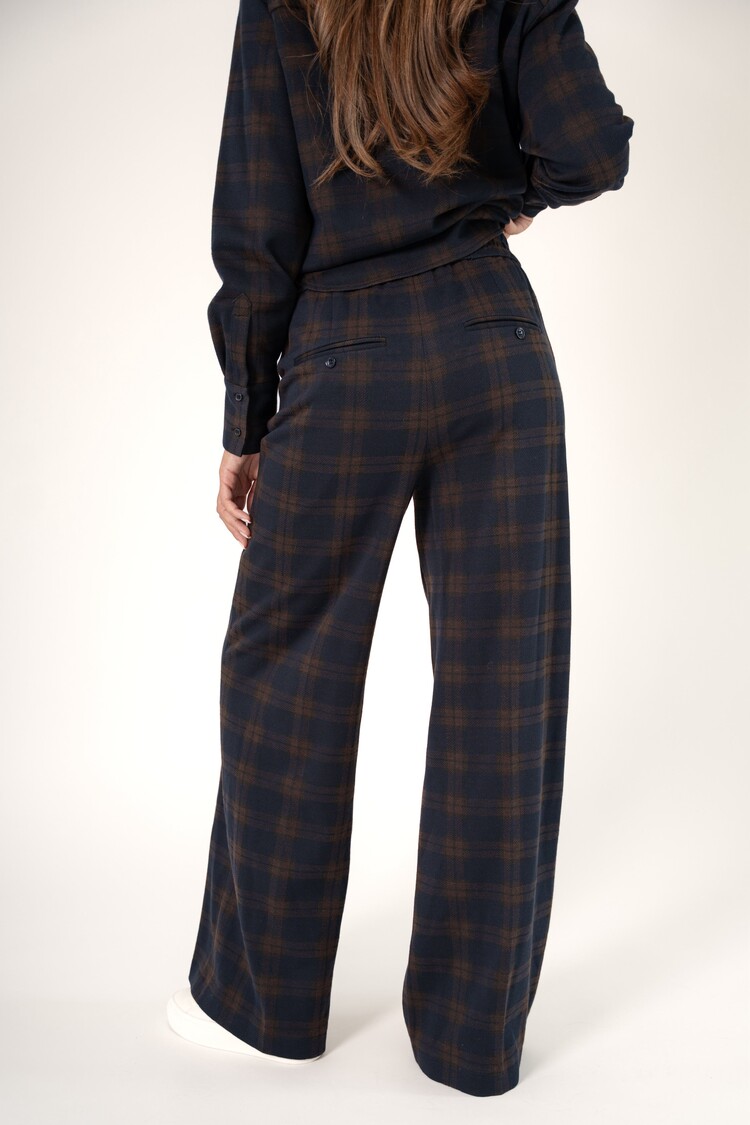 Corel Amsterdam Lior pants wide leg big check brown Corel