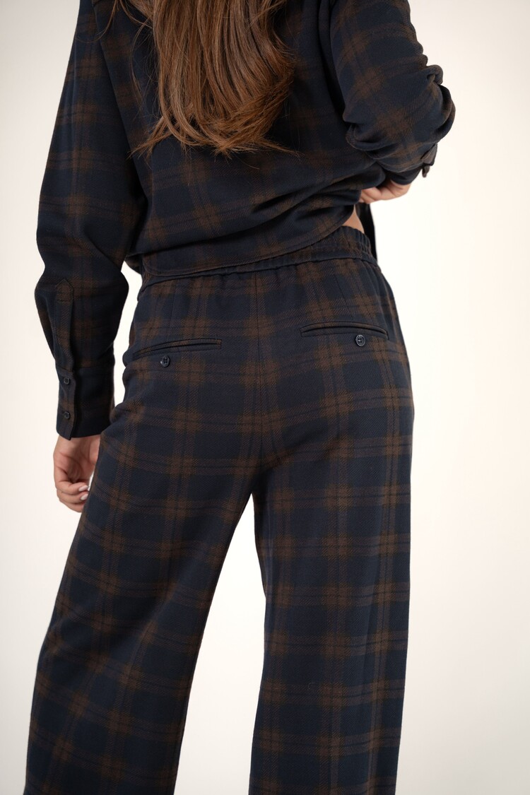 Corel Amsterdam Lior pants wide leg big check brown Corel