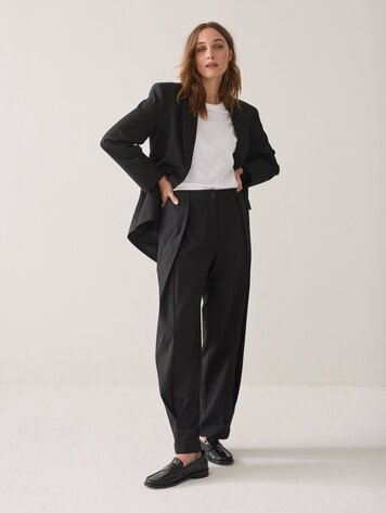 Summum Woman Trousers pinstripe black