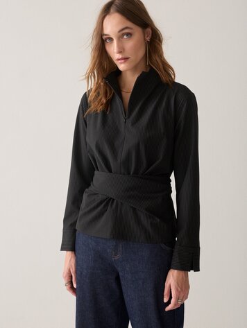 Summum Woman Top pinstripe black
