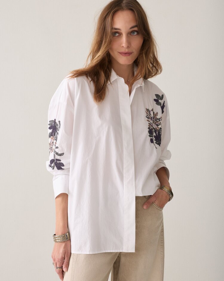 Summum Woman Oversized blouse poplin sequins white Summum Woman